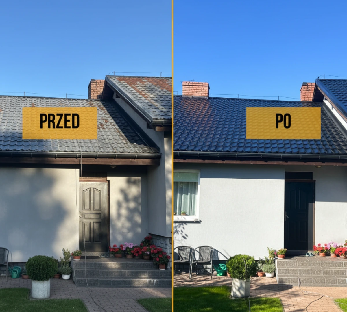 AZ Clean – malowanie dachu przed i po, Szczecin