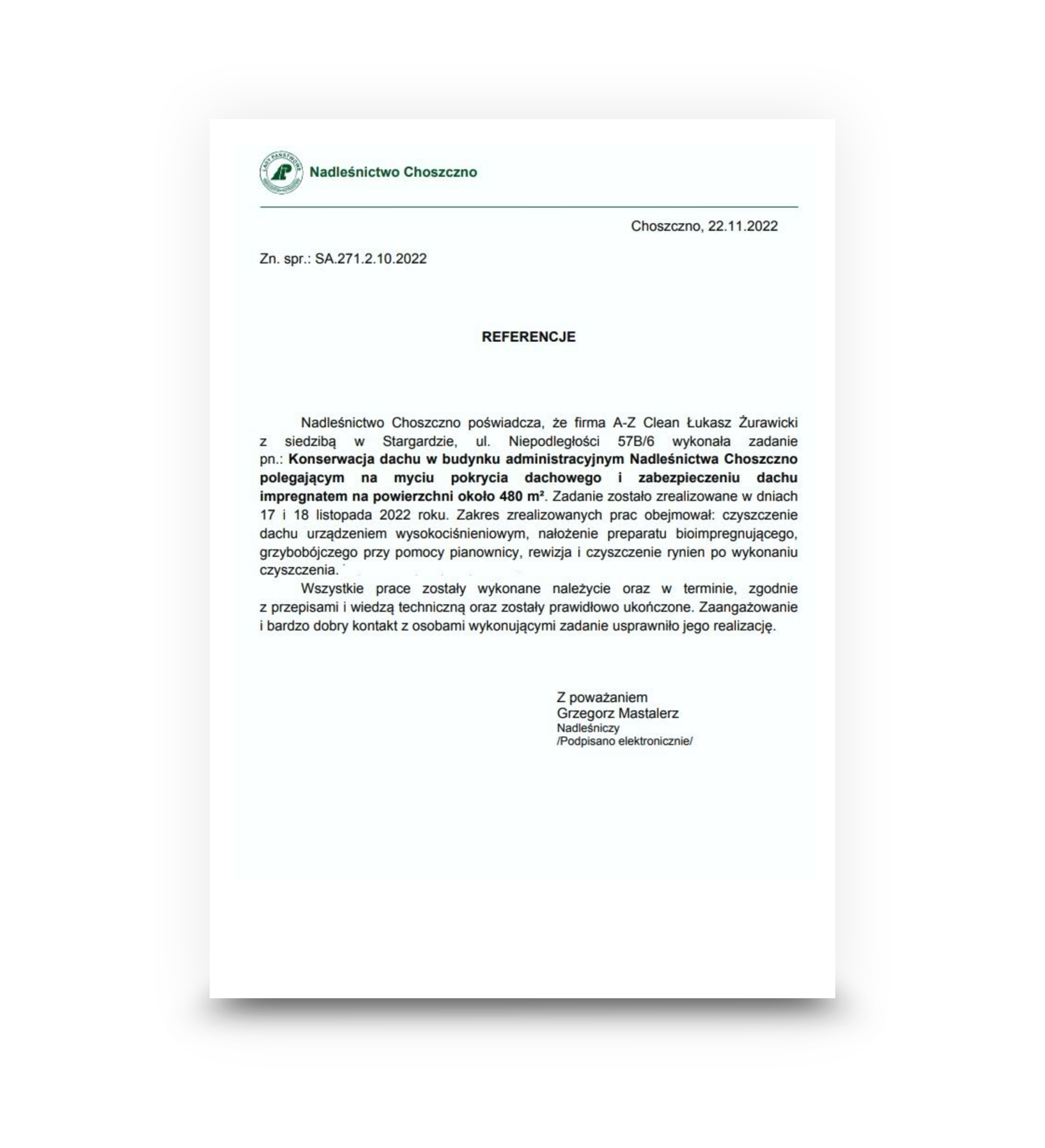 Dokument referencyjny dla firmy A-Z Clean